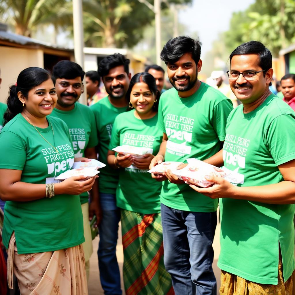 Volunteers distributing meals in the community